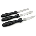 Curated Cart Cake Palette Knife Offset Spatula, Icing Spatula Set with Straight4-5/8'', Offset 4-1/2'', Tapered 4-1/8'' Stainless Steel Blade, Cake Decorating Tools, Frosting Spatula Set of 3(Black)