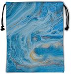 Blue Marble Gymnastics Grip Bag - Grip Bags for Gymnasts Blue White Gold Texture Gymnastic Bag Abstract Ink Paint Gym Pouch Bag Water Resistant String Bag Adjustable for Personal Equipment