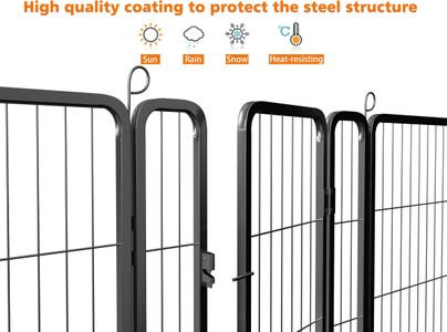 HOMIDEC 8-Panel Dog Pen, 60cm – Black Pet Play Fence