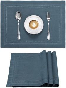 JEMIDI Set de Table Lavable Original - Lot 4 Sets de Table Tissu Coton Naturel Rigide 48 x 33 cm Lavable en Machine - Napperon Rectangulaire Exterieur Interieur pour Mariage Noel