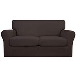 Easy-Going 3 Pieces Couch Covers for 2 Cushion Couch Stretch Loveseat Slipcover Proof Fitted Furniture Protector Spandex Sofa Loveseat Cover Washable Furniture Protector for Pets (Medium, Chocolate)