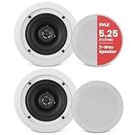 Pyle PDIC51RD Ceiling Wall Mount Speakers - 5.25” Pair of 2-Way Midbass Woofer Speaker 1'' Polymer Dome Tweeter Flush Design w/ 80Hz - 20kHz Frequency Response & 150 Watts Peak Easy Installation,Black