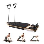 Myga Wooden Pilates Reformer – Home Pilates Machine with Adjustable Resistance & Padded Handles – Compact, Durable Reformer for Core Strength, Full-Body Workout, Toning & Flexibility
