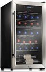 NutriChef PKCWCDS288 Compressor Cooler Refrigerator Cooling System | Large Freestanding Wine Cellar Fridge For Red White Champagne or Sparkling, Glass Door, 28 Bottle Dual Zone-Stainless Steel