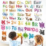 wondever Animal Alphabet Wall Decals Numbers Learning Educational Peel and Stick Wall Stickers Decor for Kids Room Daycare Toddlers Playroom Preschool Classroom Decor