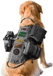 AIWAI Tactical Dog Harness with Pouches,Dog Vest Harness for Large Medium Dogs with Hook & Loop Panels,Adjustable Military Dog Harness with Handle,No-Pull Service Dog Vest for Walking Hiking Training