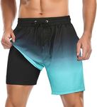 Mens Swim Trunks Quick Dry Mens Board Shorts Bathing Suits Mens Swim Trunks with Compression Liner Dark blue gradient Large