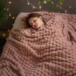 NEWCOSPLAY Super Soft Queen Blanket Pink Premium Silky Flannel Fleece 3D Clouds Stylish Jacquard Lightweight Bed Blanket All Season Use 350GSM (Pink Clouds, Queen(90"x90"))