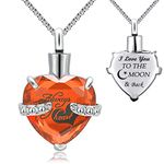 YOUFENG Jewellery Urn Necklace for Ashes Always in My Heart I Love You to The Moon and Back Birthstone Cremation Keepsake Pendant Necklaces (October)