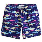 MaaMgic Mens 7 Inch Swim Shorts Slim Fit Trunks Quick Dry Board Shorts with Mesh Lining,Sharks Camo,Medium