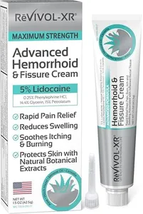 REVIVOL-XR Advanced Hemorrhoid Treatment. 5% Lidocaine + Phenylephrine (Swell) + Glycerin (Protectant) + Aloe + Witch Hazel + Botanicals. Most Complete OTC Ointment & Fissure Cream, USA Made