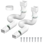 2-Pack Rain Gutter Downspout Extension: Drain Downspout Extender Flexible Extendable to 58"+68" Extension Pipes | Durable Rainwater Drainage Down Spout with Connector & 8PCS Screws (White)