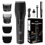 Hair Clipper, Hair Clippers for Men Cordless Rechargeable Beard Trimmer LED Display Hair Clippers for Men Women Children Home Haircut with 2 Replacement Blades