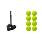 Franklin Sports MLB 3 Position Black Tee to-Go & Plastic Baseballs - Indestruct-A-Ball Plastic Batting Practice Baseballs - Plastic Training Balls - MLB - Yellow - 8 Pack