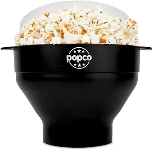 POPCO Silicone Microwave Popcorn Popper with Handles, Silicone Popcorn Maker, Collapsible Bowl Bpa Free and Dishwasher Safe - 15 Colors Available (Black)