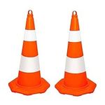 Set of 2 Unbreakable Traffic Cone 70CM (27.5 Inch) | Durable PVC Orange Traffic Safety Cone with Reflective Collar | High Intensity Reflective Traffic Cone For Road Safety