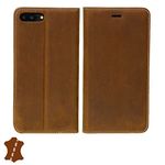 MediaDevil Leather Case for iPhone 8 Plus / 7 Plus (Rustic Brown) - Wallet Case with Magnetic Closure and Stand