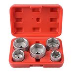 DAYUAN 5pc 3/8" Drive 24,27,32,36,38mm Oil Filter Wrench Remover Socket Set Cr-V 6pt