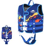 Gogokids Toddler Swim Vest, Kids Float Jacket with Dual Adjustable Strap, Child Swimming Pool Vest for 1-5 Years Swimming Learning
