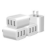 USB Wall Charger, 4 Pack 3-Port USB