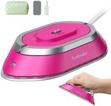 Newbealer Travel Iron with Dual Voltage - 120V/220V Mini Dry Iron for Clothes (No Steam), Non-Stick Ceramic Soleplate, 302℉ Heat Press Machine for Quilting & Sewing, 0.95lbs Lightly (Hot Pink)