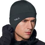 TSLA Men and Women Thermal Fleece Lined Skull Cap, Winter Ski Cycling Cap Under Helmet Liner, Cold Weather Running Beanie Hat YZC31-CHC FREE