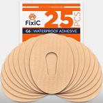 FixiC – Adhesive Patches for G6 – 25 Pack Premium Waterproof Adhesive Patches – Pre-Cut Back Paper – Adhesive Patch for G6 – Long Fixation! (Tan)