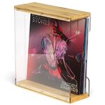 TAKMORK Vinyl Record Display Storage Holder: Acrylic Solid Wood Records Organizer Rack Tabletop Albums Storage Stand Holder Vinyl LPs Vertical Display Crate