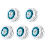 LSQtronics Deep Pore Facial Cleansing Brush Heads for Clarisonic. Face Cleansing Brush Heads for Daily Skin Care. Compatible with Clarisonic MIA, MIA 2, ARIA, PRO and PLUS Cleansing Systems. (5-Pack Brush Head for Deep Pore Facial Cleaning)