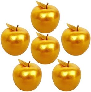 Lorigun 6 pièces Pommes dorées artificielles Fruits dorés Artisanat Pommes dorées pour la décoration de la Maison décoration de noël