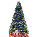 GOFLAME 9ft Pre-Lit Artificial Christmas Tree, Realistic Xmas Tree w/ 2599 Branch Tips, 780 Multi-Color LED Lights, 63 Pinecones & Red Berries, Pine Tree w/ 11 Flash Modes for Holiday Decoration