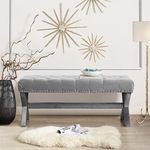 Louis Grey Velvet Tufted Bench - Silver Nailhead Legs | Modern | Living Room, Entryway, Bedroom | Inspired Home