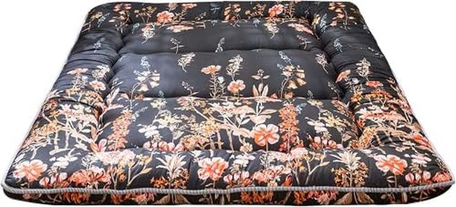 MAXYOYO Black Floral Japanese Futon Floor Mattress, Bed Mattress Topper Portable Thick Sleeping Pad Floor Bed Roll Up Camping Mattress Folding Couch Bed Mattress Pad for Guest Room, Queen