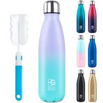 BOGI Insulated Water Bottle, 25oz Stainless Steel Water Bottles, Leak Proof Sports Metal Water Bottles Keep Cold for 24 Hours and Hot for 12 Hours BPA Free kids water bottle for School (Purple Mint)