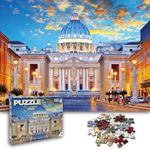 Universal Castle 1000 Pieces Jigsaw Puzzles for Adults Landscape Panorama Italy Sense Photo Classic Impossible Puzzle Toys (St. Peter's Basilica, Vatican)