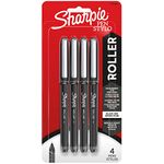 Sharpie Rollerball Pen, Needle Point (0.5mm) Precision Pen, Black Ink, 4 Count