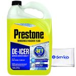 Prestone AS253 De-Icer Windshield Washer Fluid, Freeze Protection up to -34°F, 1 Gallon with Number 1 in Service Tissue Pack