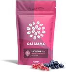 Oat Mama Lactation Tea: Blueberry Pomegranate, Organic Herbs to Help Increase Breast Milk Supply, Lactation Support for Breastfeeding Moms, Fenugreek-free, 14 Biodegradable Tea Sachets, Women-Owned