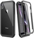 WE LOVE CASE iphone XR Case, Built-in Screen Protector Real 360 Protection Full Body Slim Fit Rugged Clear Bumper Case Shockproof Dustproof Protective Phone Case for iphone XR (Black) - 6.1 inches