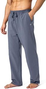 Pudolla Men's Cotton Yoga Sweatpants Athletic Lounge Pants Open Bottom Casual Jersey Pants for Men with Pockets, Mallard Blue, X-Large