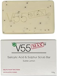 V55 MAX Sapone allo Zolfo con Acido Salicilico, Olio Tea Tree per Macchie Punti Neri Milia Macchie Problemi della Pelle datti e Sicuri per chi è Incline all'Acne - Senza Parabeni