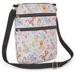 Disney Crossbody Bag Mickey Minnie Winnie the Pooh All Over Print Passport Travel, Pooh and Friends Beige