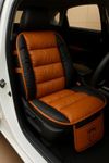 3D FRONTLINE Ultra Comfort Luxury PU Leather Tan Seat Cover Cushion for All The Cars,SUV,Office Chair,Home Chair-Easy Strap Fit,Pocket Flap(Universal Fit,1 Pack)