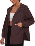 PESION Lightweight Rain Jacket Women Waterproof Raincoat Packable Hooded Windbreaker, Coffee, XXXLarge