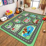 Kids Play Mat Non-Slip Carpet Playmat Extra Large Learn Walking Rug City Life Pools Safe Road Traffic System Colorful Study Activity Centerpiece Play Mat for Bedroom Playroom (Colorful#Style 4)