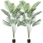 CROSOFMI Artificial Areca Palm Tree 6 Feet Fake Tropical Palm Plant,Perfect Faux Dypsis Lutescens Plants in Pot for Indoor Outdoor Home Office Garden Modern Decoration Housewarming Gift,2Pack