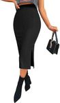 Zeagoo Skirts for Women Trendy High Waist Knit Skirt Black Work Skirts for Women Office Elegant Midi Skirt Womens Pencil Skirts Black Large