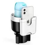 Accmor 2-in-1 Car Cup Holder Expander Adapter with Adjustable Base, Car Cup Holder with Phone Holder, Automobile Cup Holders Fits Hydro Flask, Yeti, Nalgene, Large 32/40 oz Drinks Bottles,Silver
