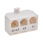 Installerparts RJ11 6P4C Line Splitter - Line1/Line2/Line1+Line2 - White