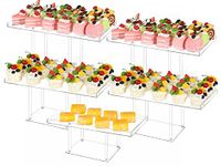 HeiMma 5 Pack Dessert Table Display Set, Clear Acrylic Dessert Display Stands Buffet Risers for Cupcakes Dessert Pastry Food Fruit Candy Treat for Wedding Birthday Party